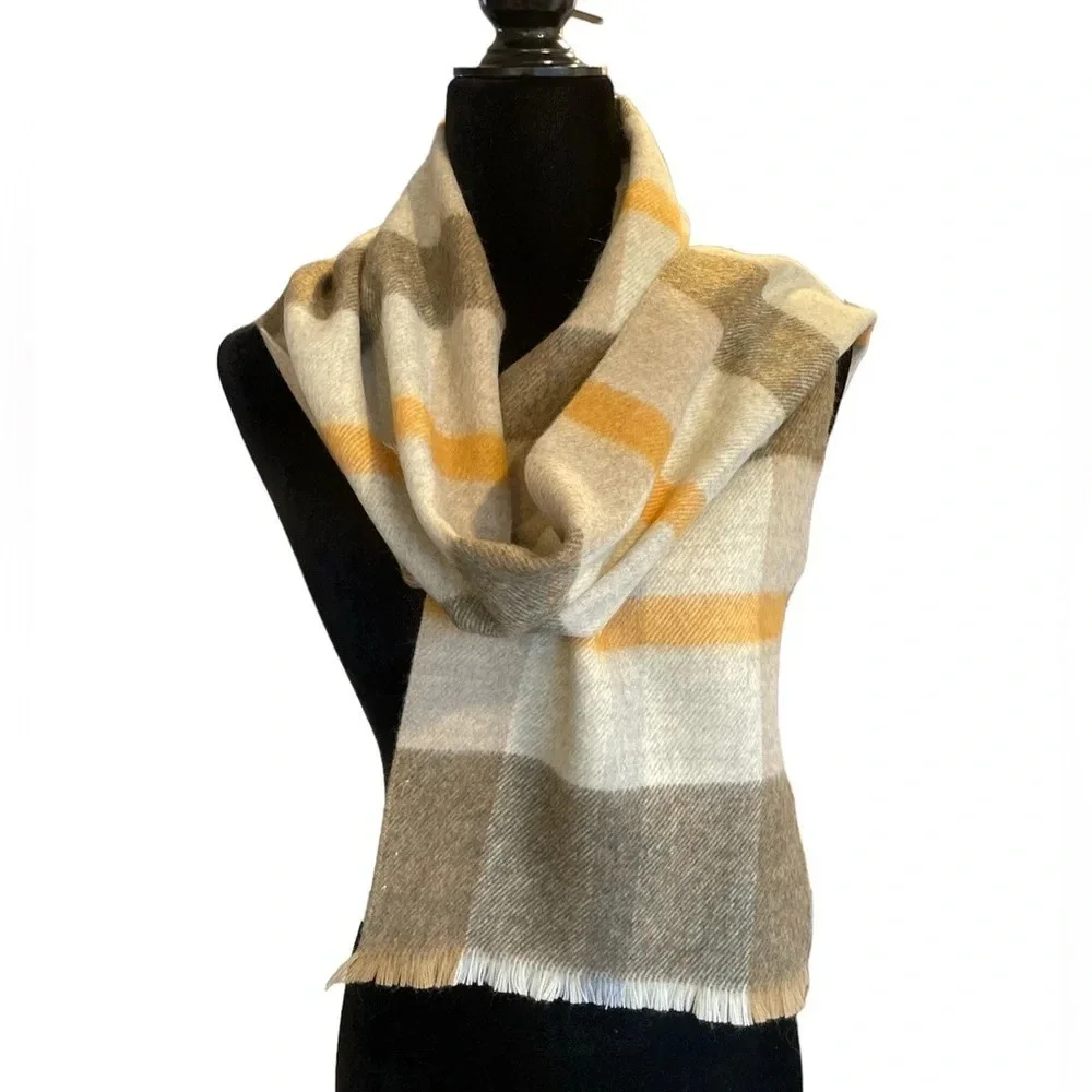 Vintage Trimingham's Bermuda Scarf Plaid Made in France Neutral